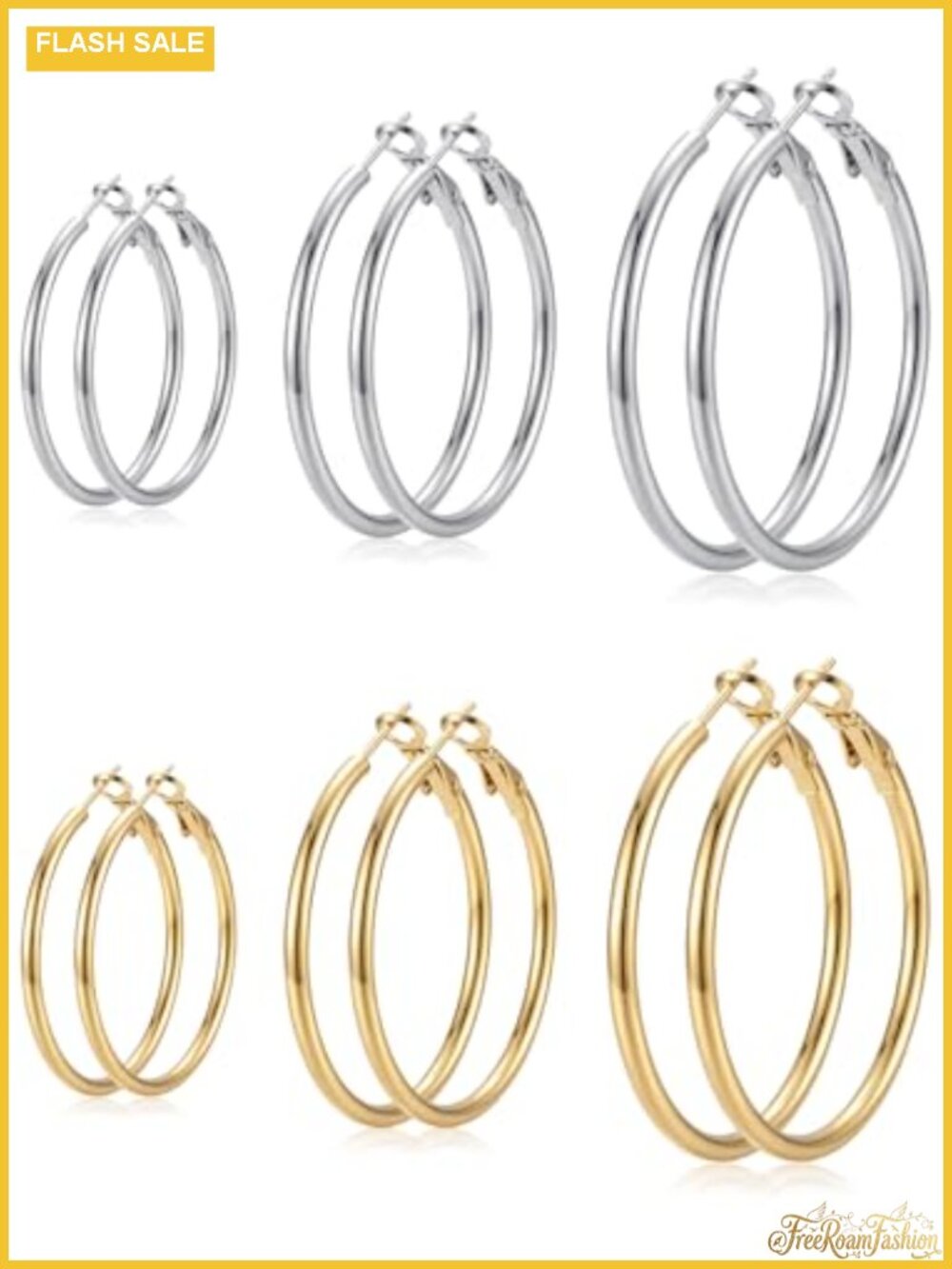 Gold Plated Stainless Steel Huggie Hoop Earrings Set for Women